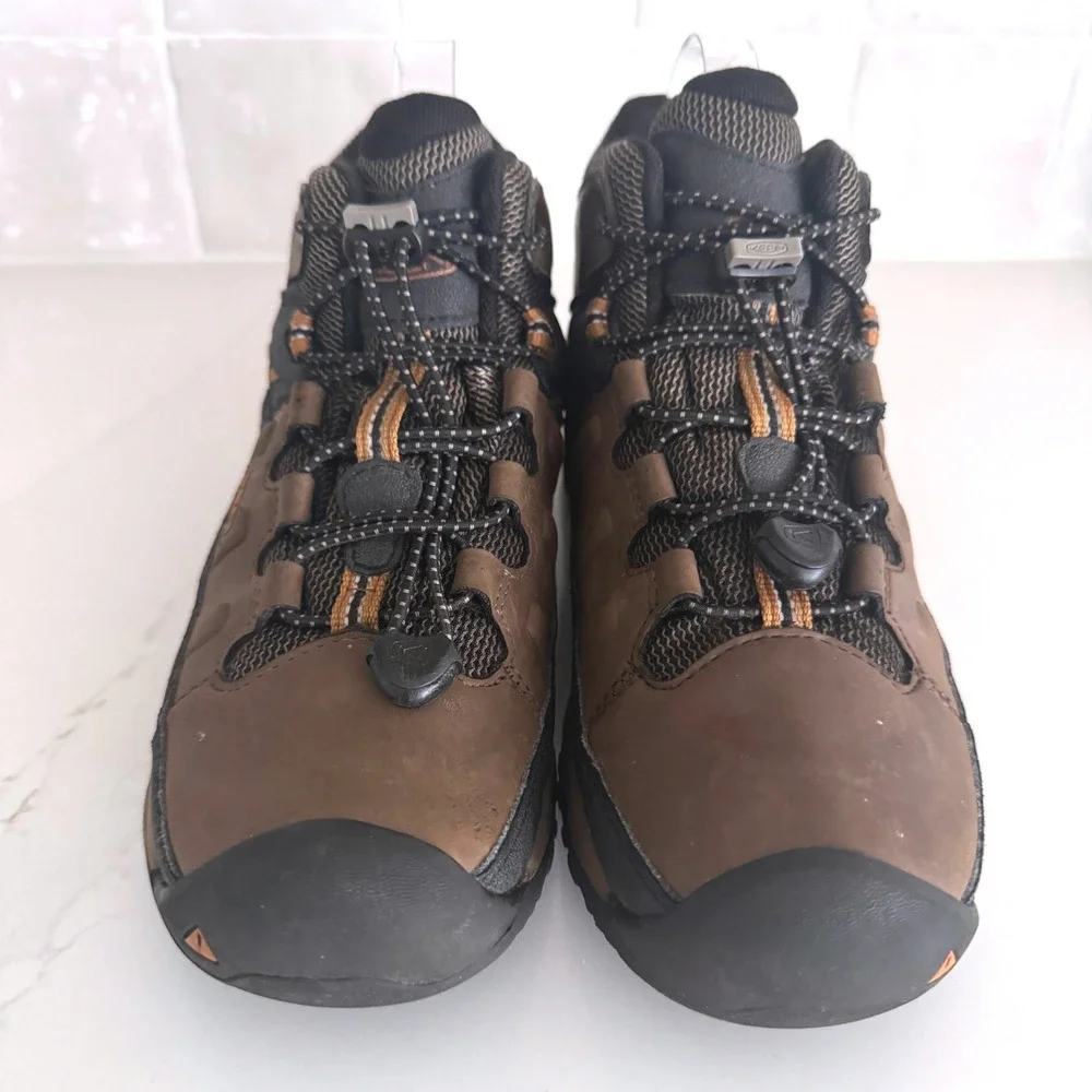 Keen Targhee Mid Hiking Boots Kids Size 4 Brown Waterproof Leather Trail Unisex
